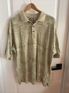 Tommy Bahama - Light Olive Leaf-Outline Short Sleeve Polo Shirt - Men’s Size XL